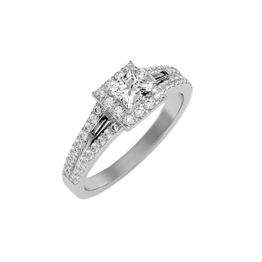 Solitaire ring with accent stones .96 ct