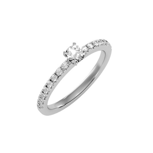 Solitaire ring with accent stones .55 ct