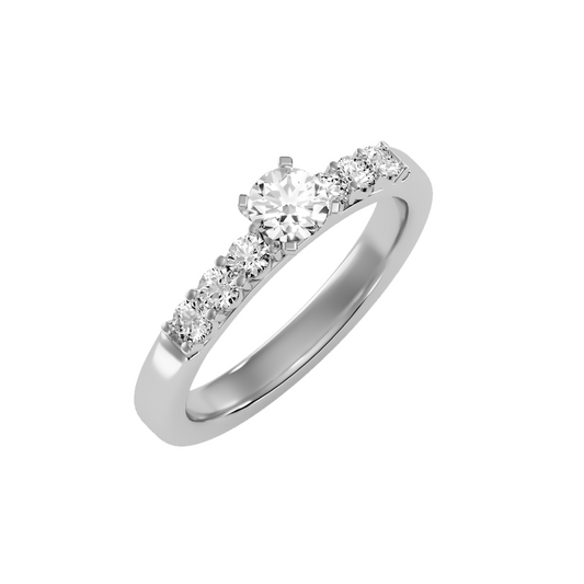 Solitaire ring with accent stones .74 ct