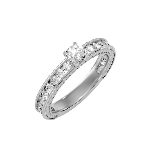 Solitaire ring with accent stones .96 ct