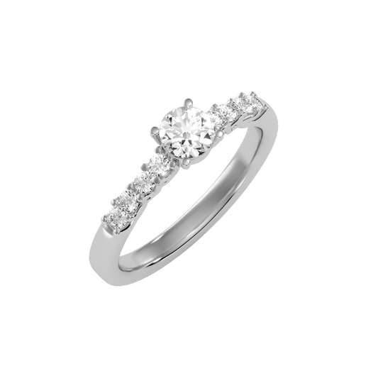 Solitaire ring with accent stones .71 ct