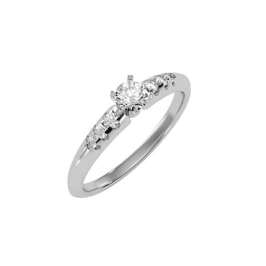 Solitaire ring with accent stones .41 ct