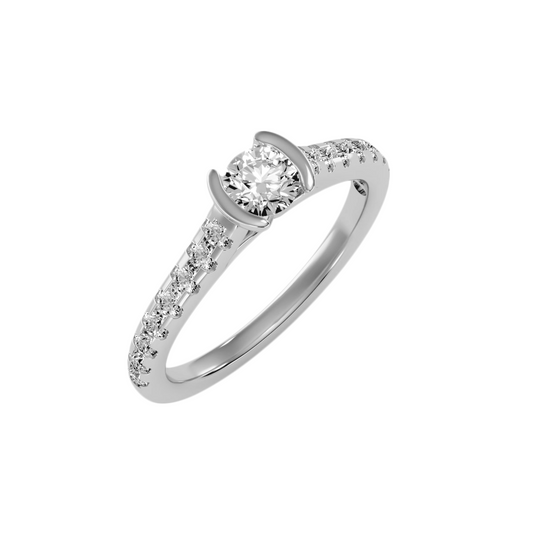 Solitaire ring with accent stones .81 ct
