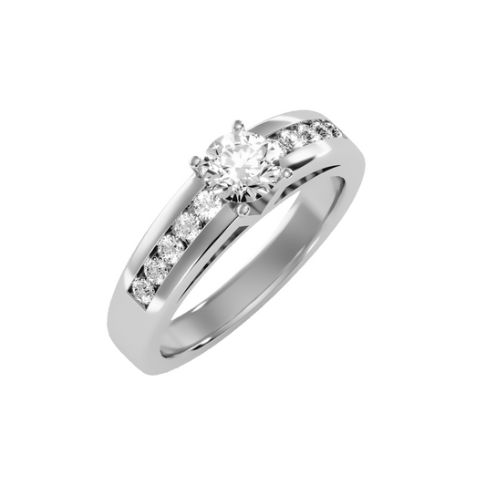 Solitaire ring with accent stones .89 ct