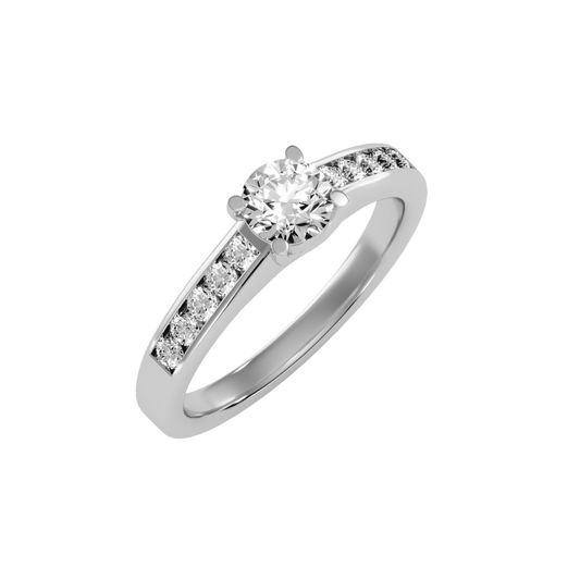 Solitaire ring with accent stones .89 ct