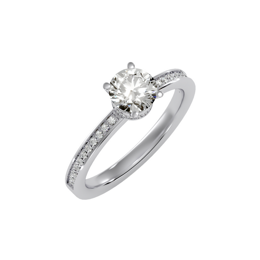 Solitaire ring with accent stones .78 ct