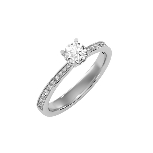 Solitaire ring with accent stones .57 ct