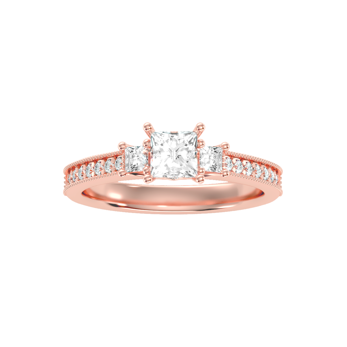 Solitaire ring with accent stones .90 ct