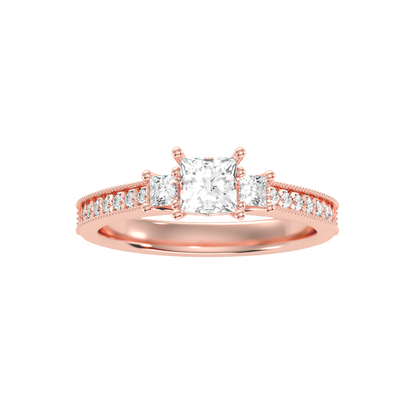 Solitaire ring with accent stones .90 ct