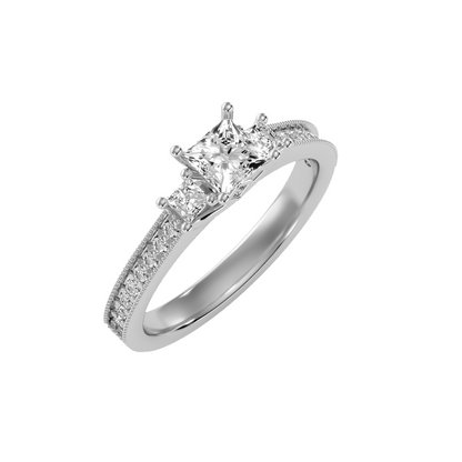 Solitaire ring with accent stones .90 ct