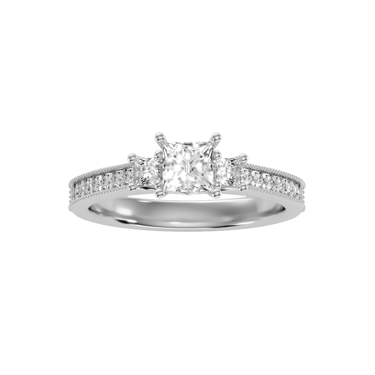 Solitaire ring with accent stones .90 ct