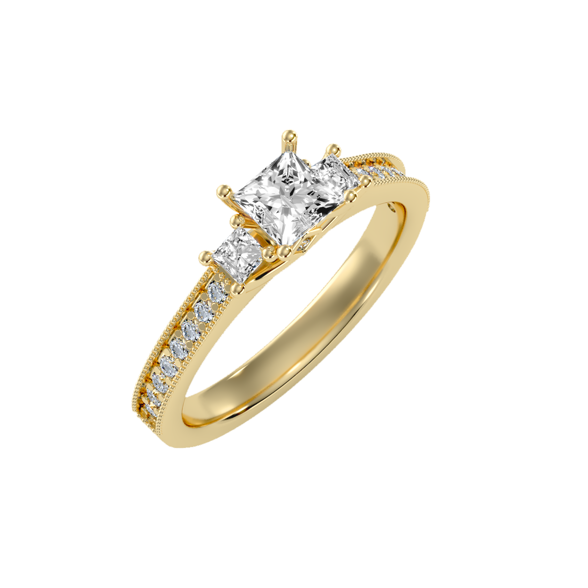 Solitaire ring with accent stones .90 ct