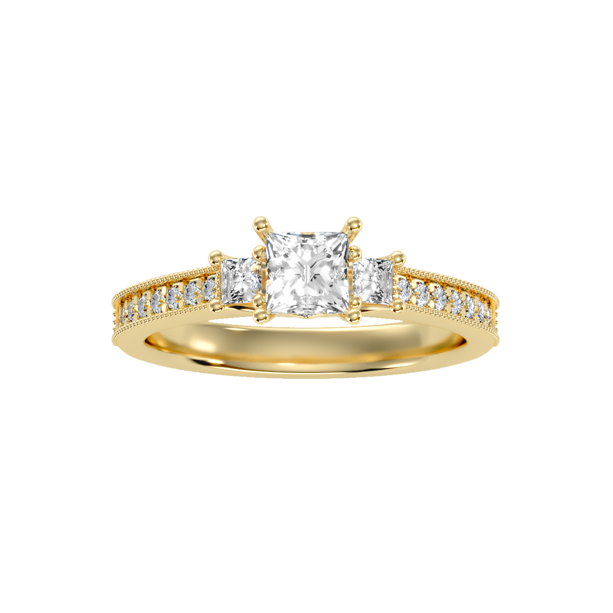Solitaire ring with accent stones .90 ct