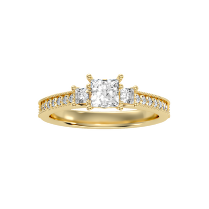 Solitaire ring with accent stones .90 ct