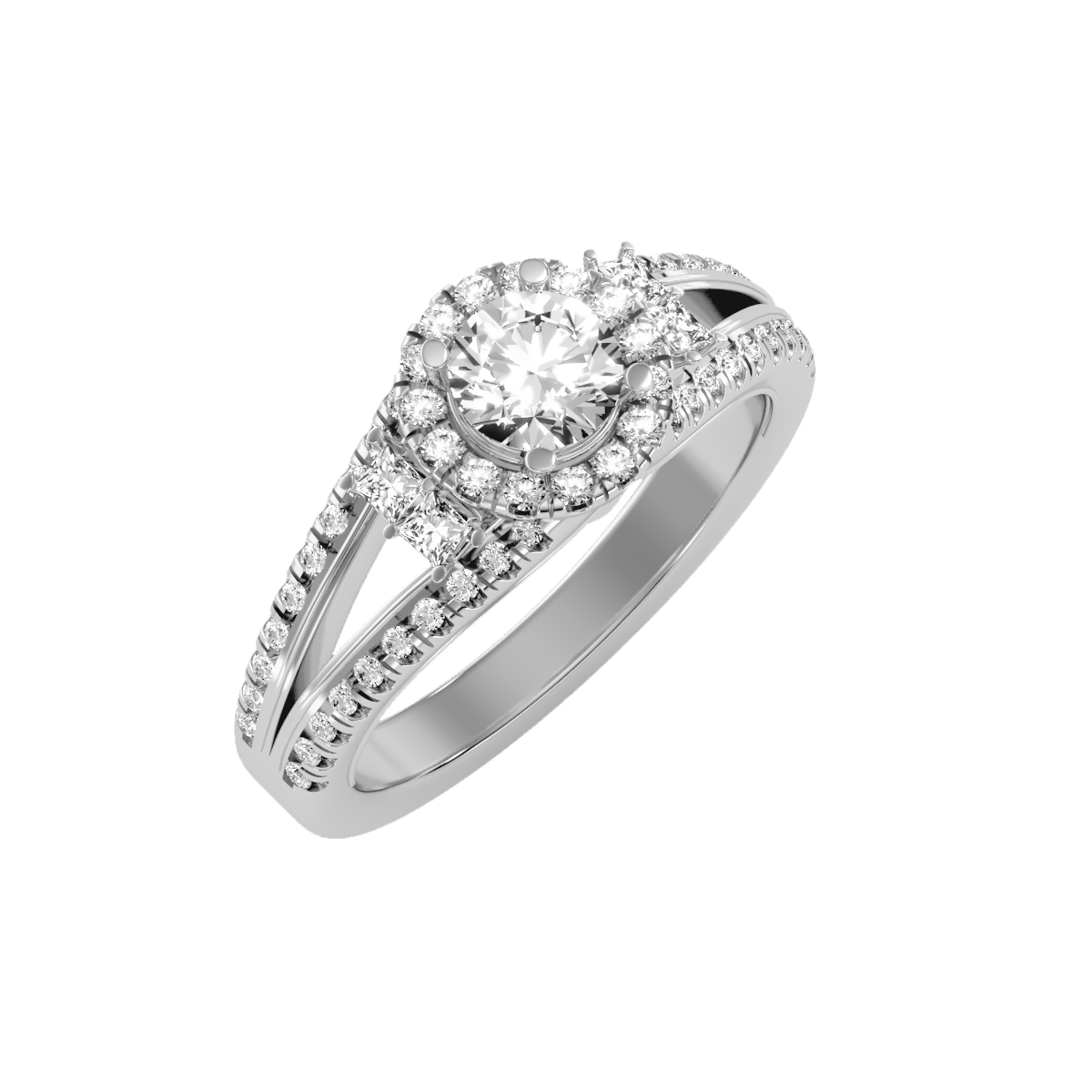 Solitaire ring with accent stones 1.02 ct