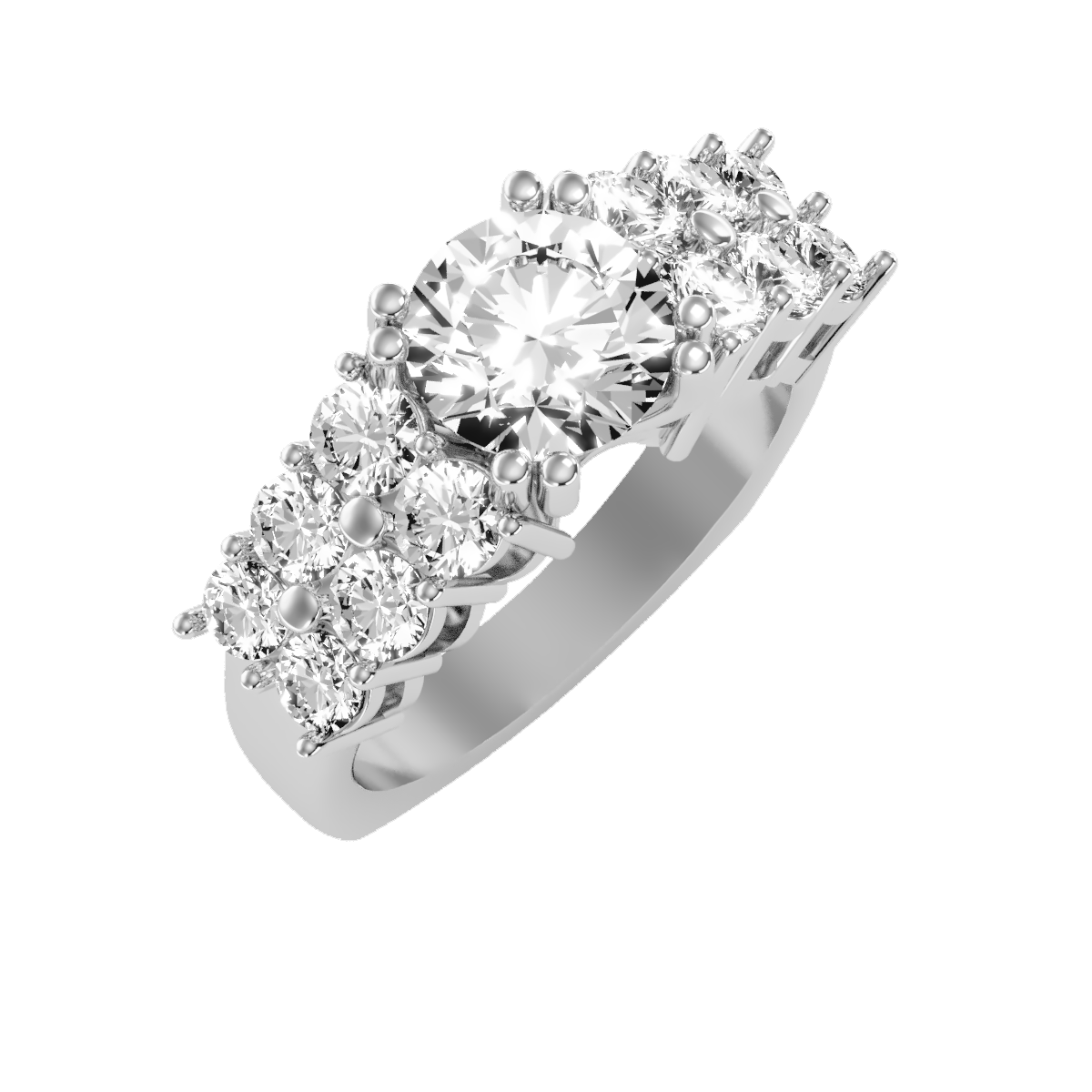 Solitaire ring with accent stones 3.19 ct