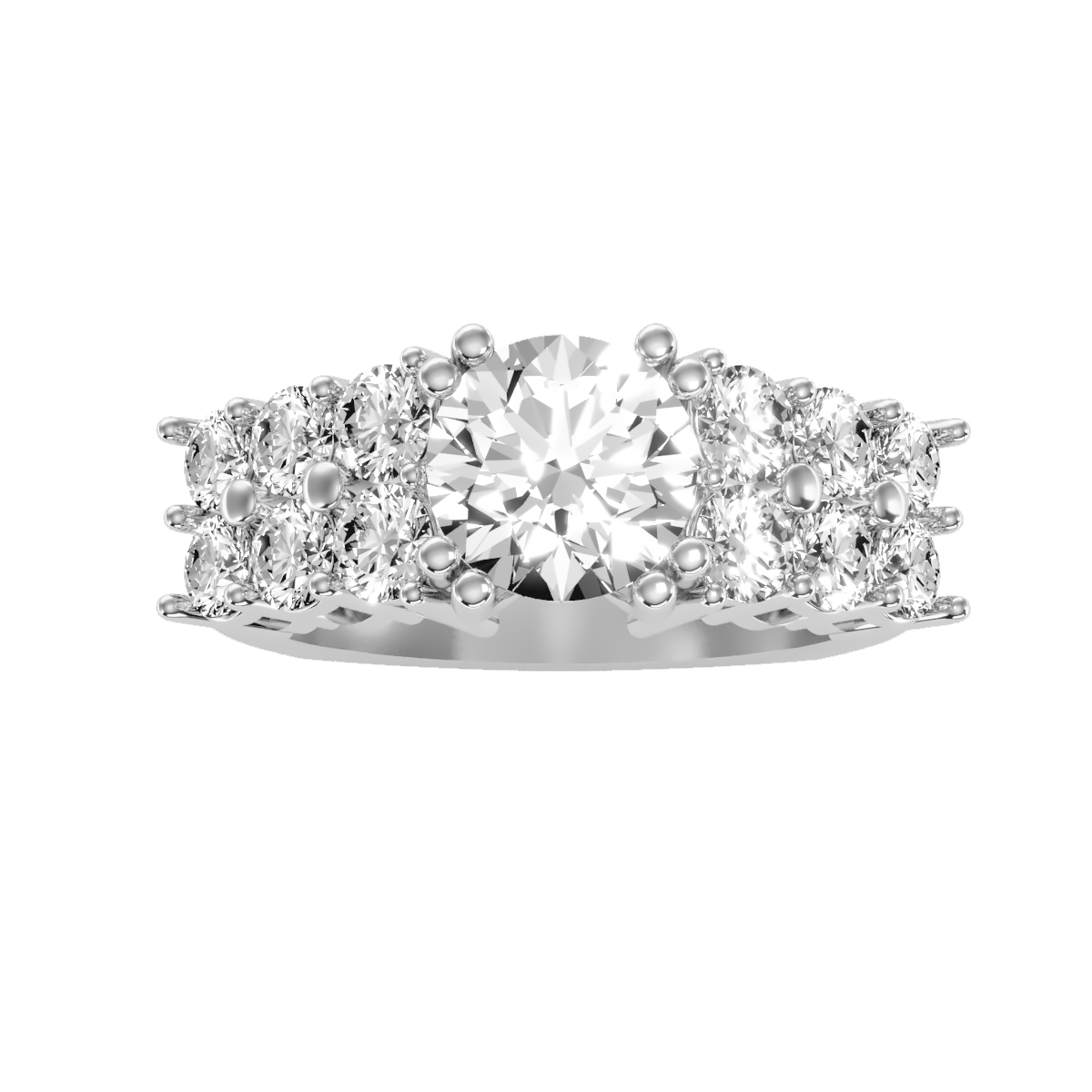Solitaire ring with accent stones 3.19 ct