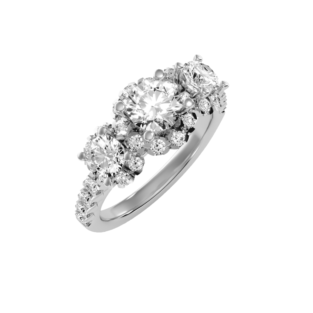 Solitaire ring with accent stones 2.04 ct