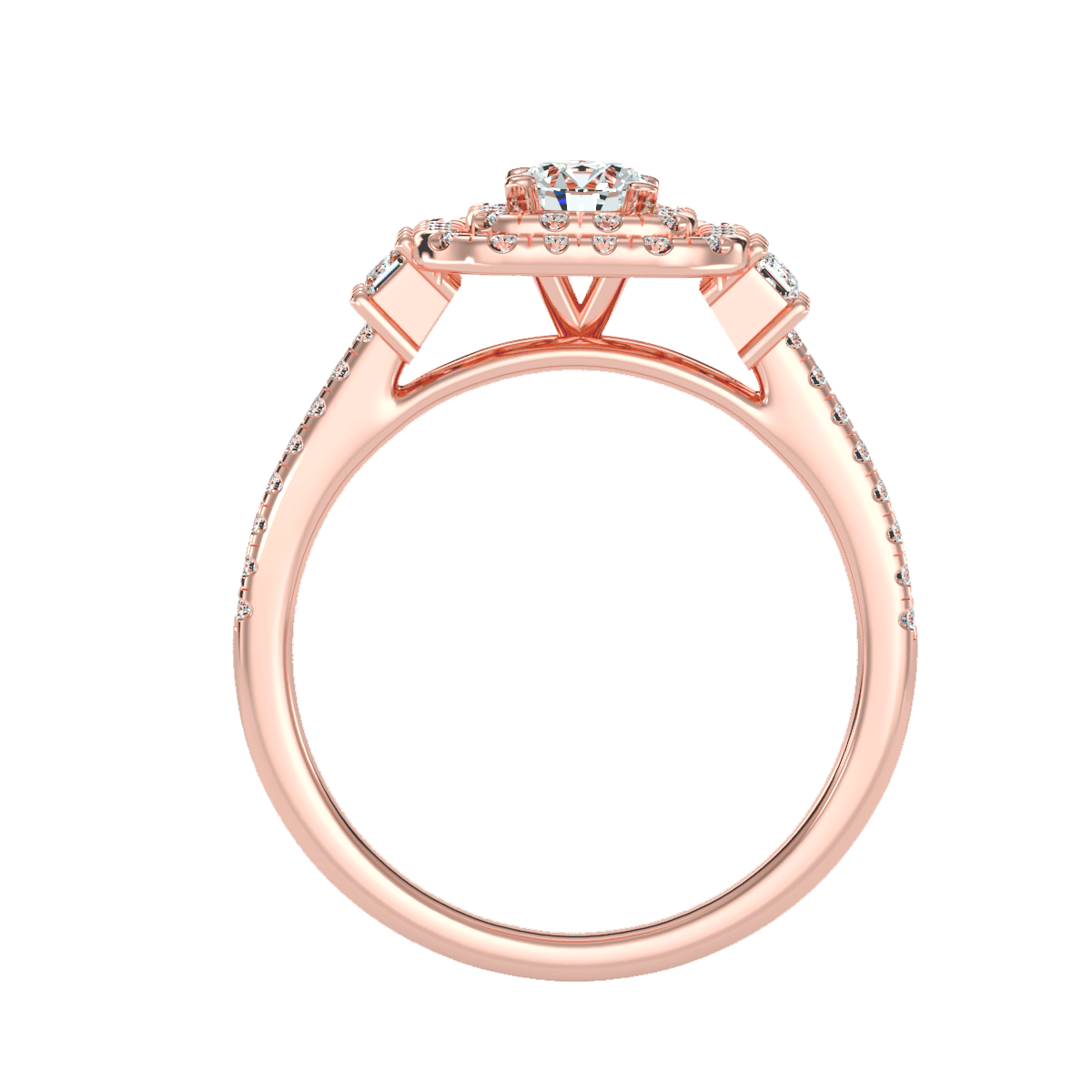 Solitaire ring with accent stones .74 ct