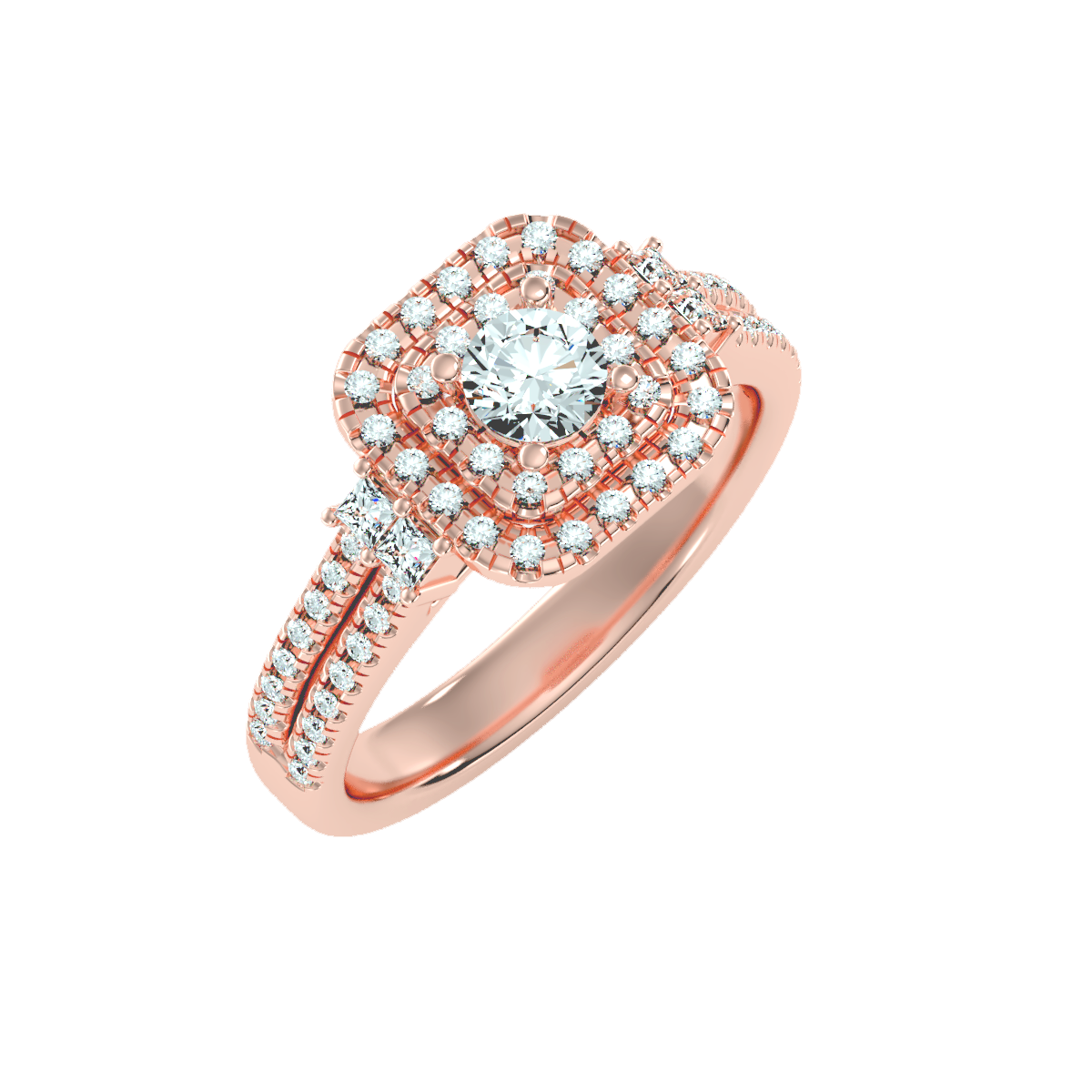 Solitaire ring with accent stones .74 ct
