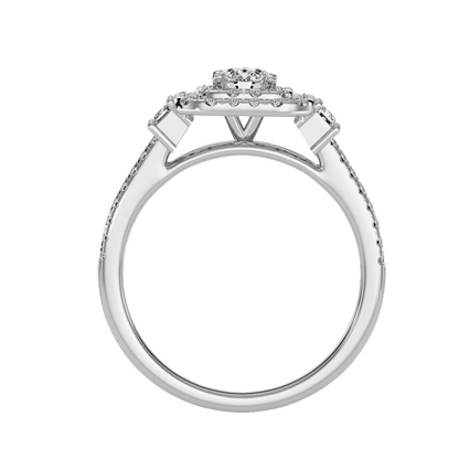 Solitaire ring with accent stones .74 ct