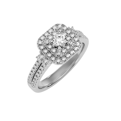Solitaire ring with accent stones .74 ct