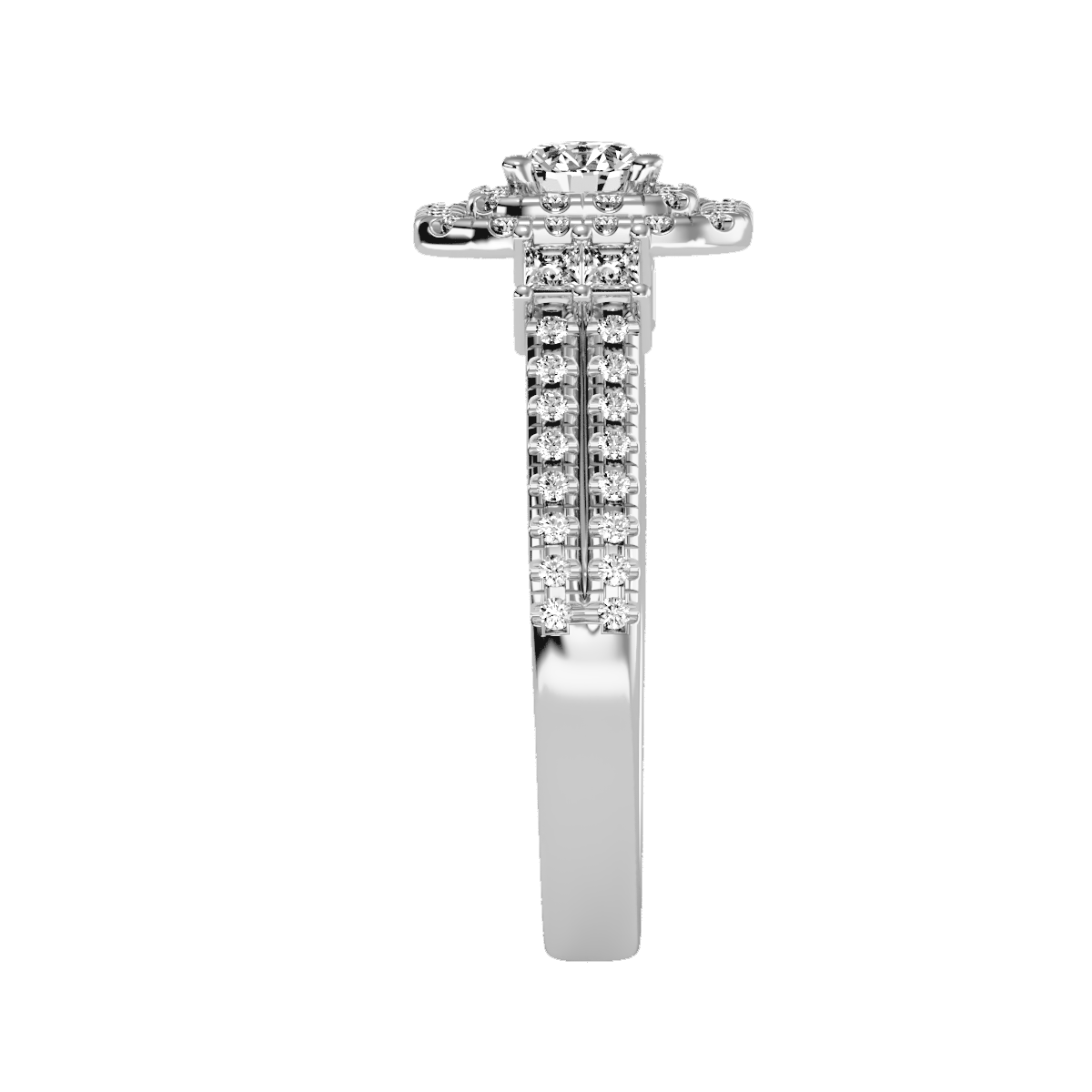 Solitaire ring with accent stones .74 ct