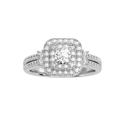 Solitaire ring with accent stones .74 ct