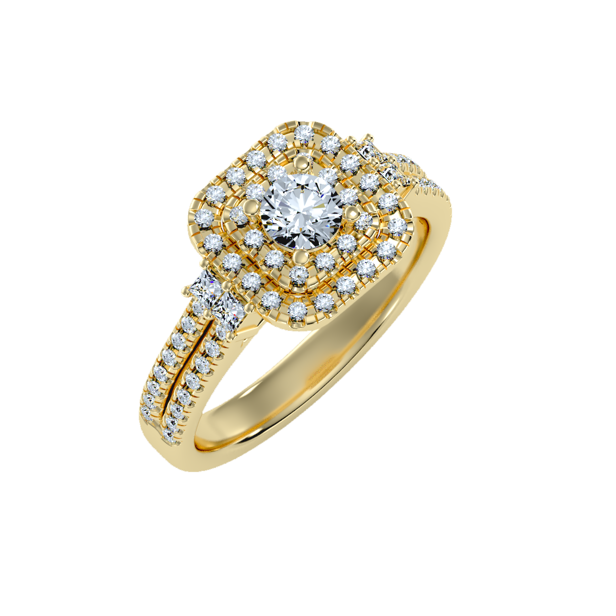 Solitaire ring with accent stones .74 ct