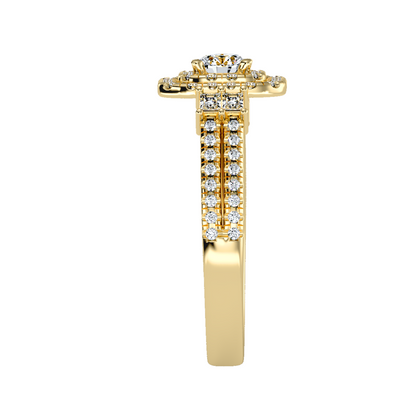 Solitaire ring with accent stones .74 ct