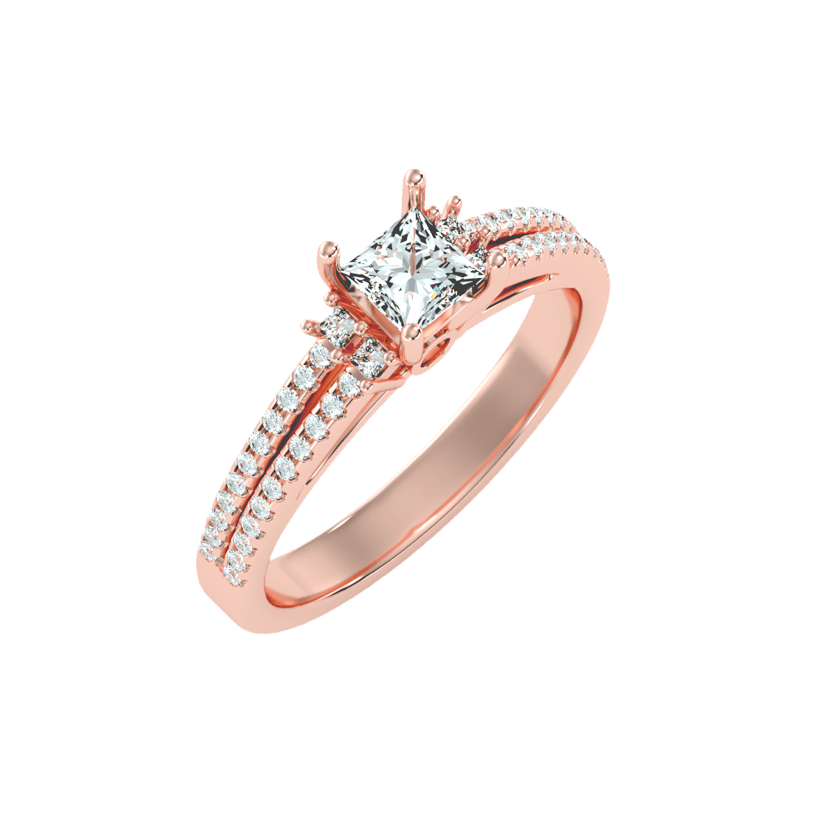 Solitaire ring with accent stones .73 ct