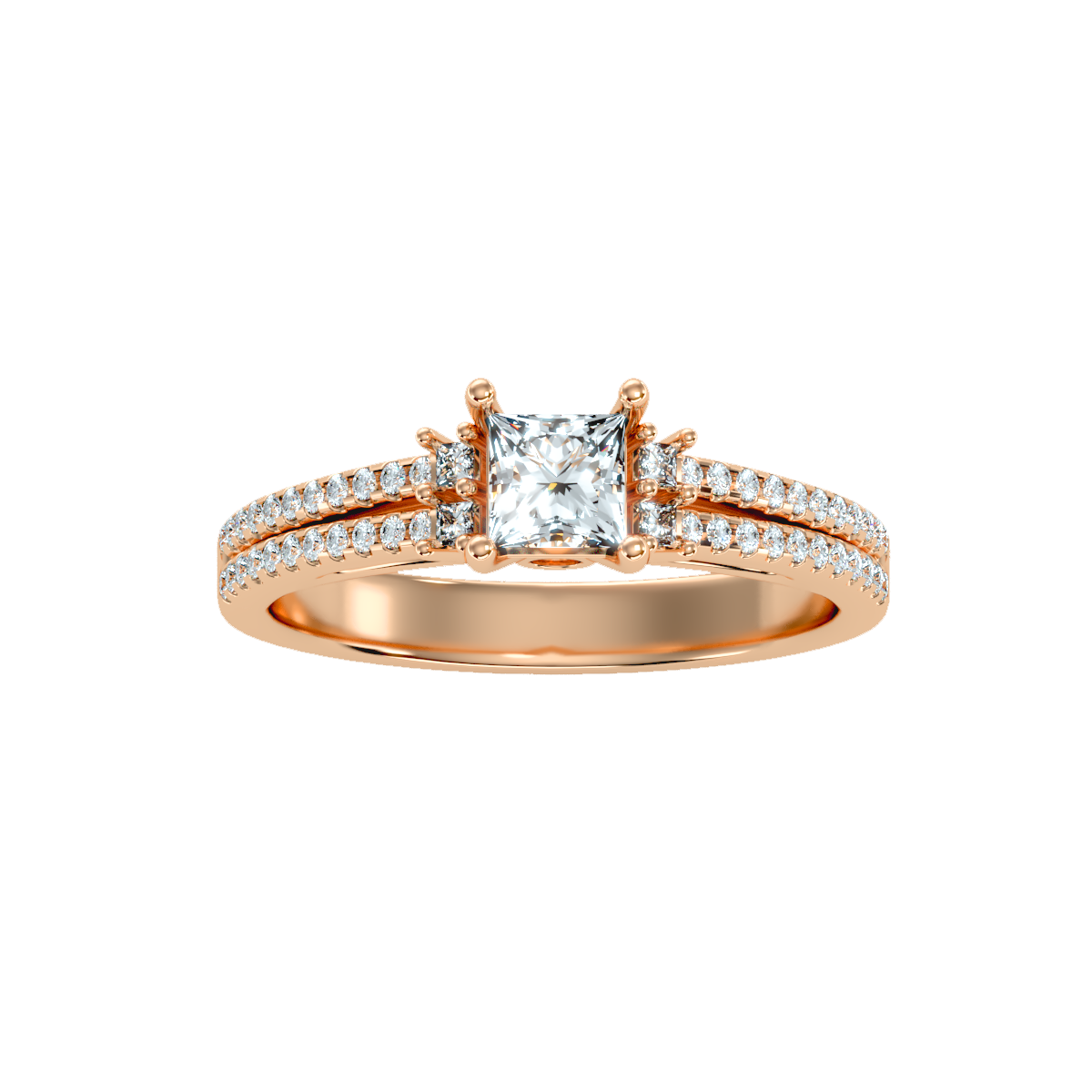 Solitaire ring with accent stones .73 ct