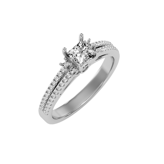 Solitaire ring with accent stones .73 ct