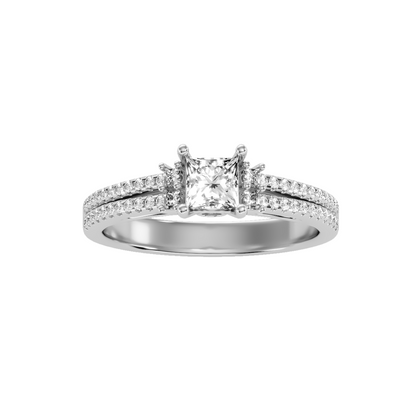 Solitaire ring with accent stones .73 ct