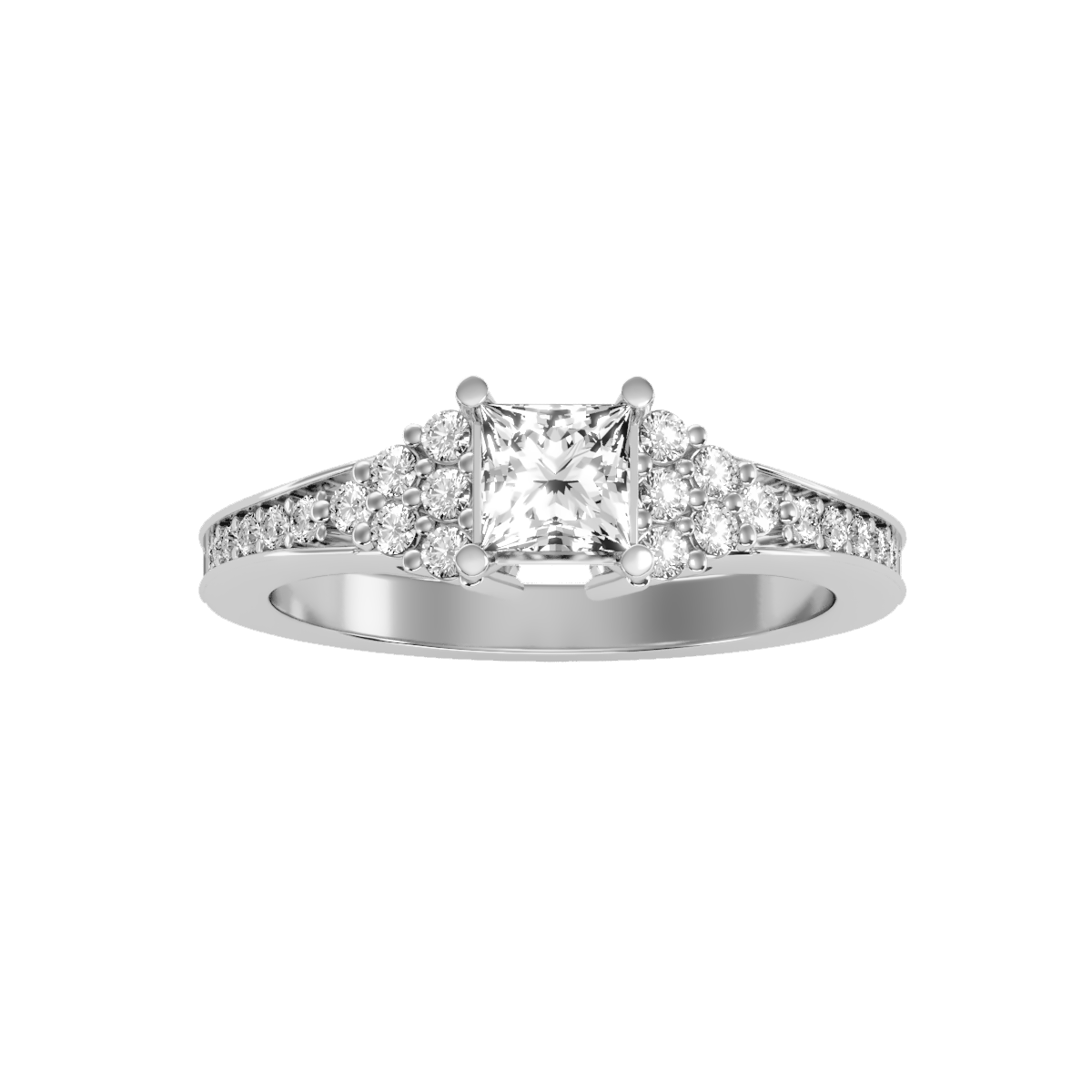 Solitaire ring with accent stones .92 ct