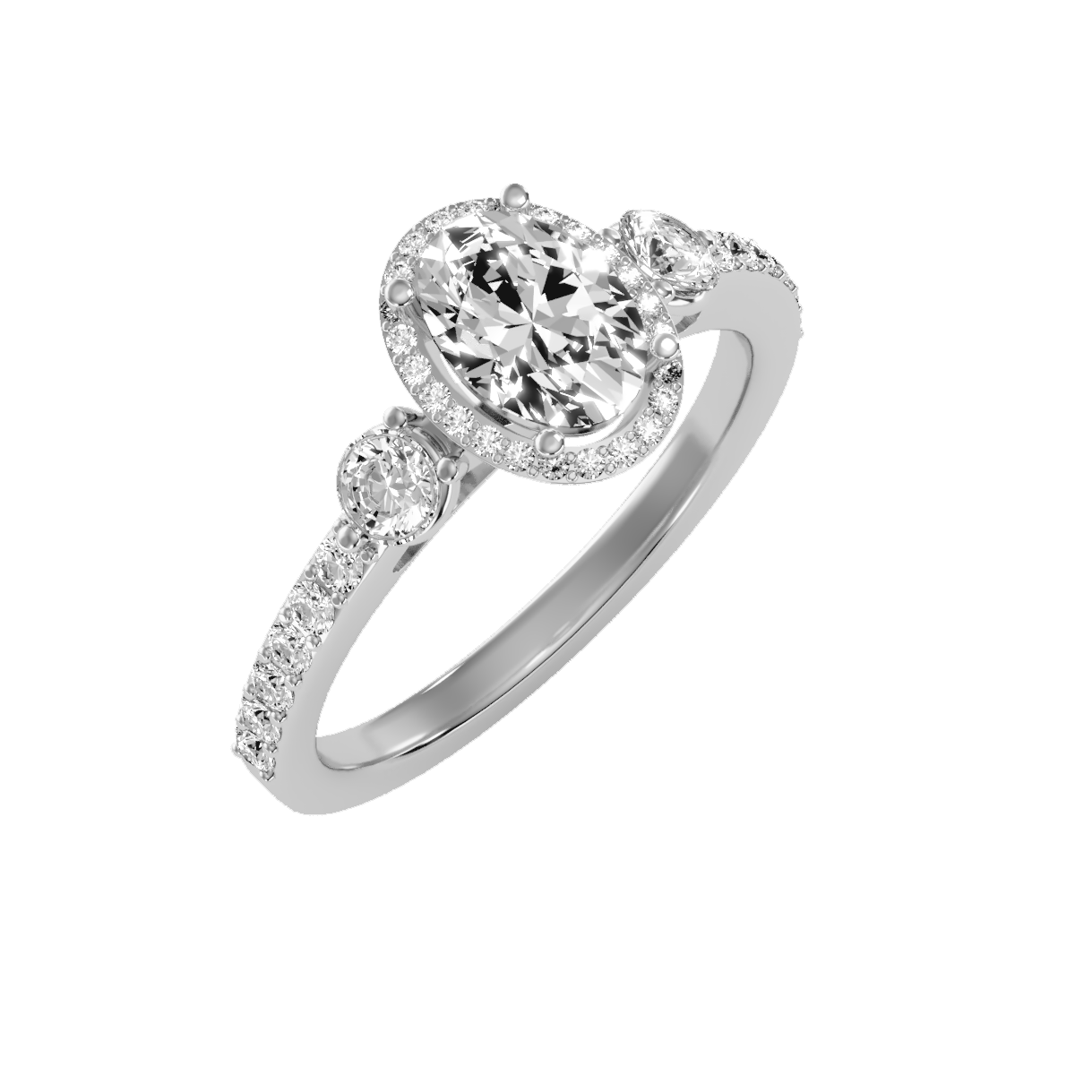 Solitaire ring with accent stones 1.95 ct