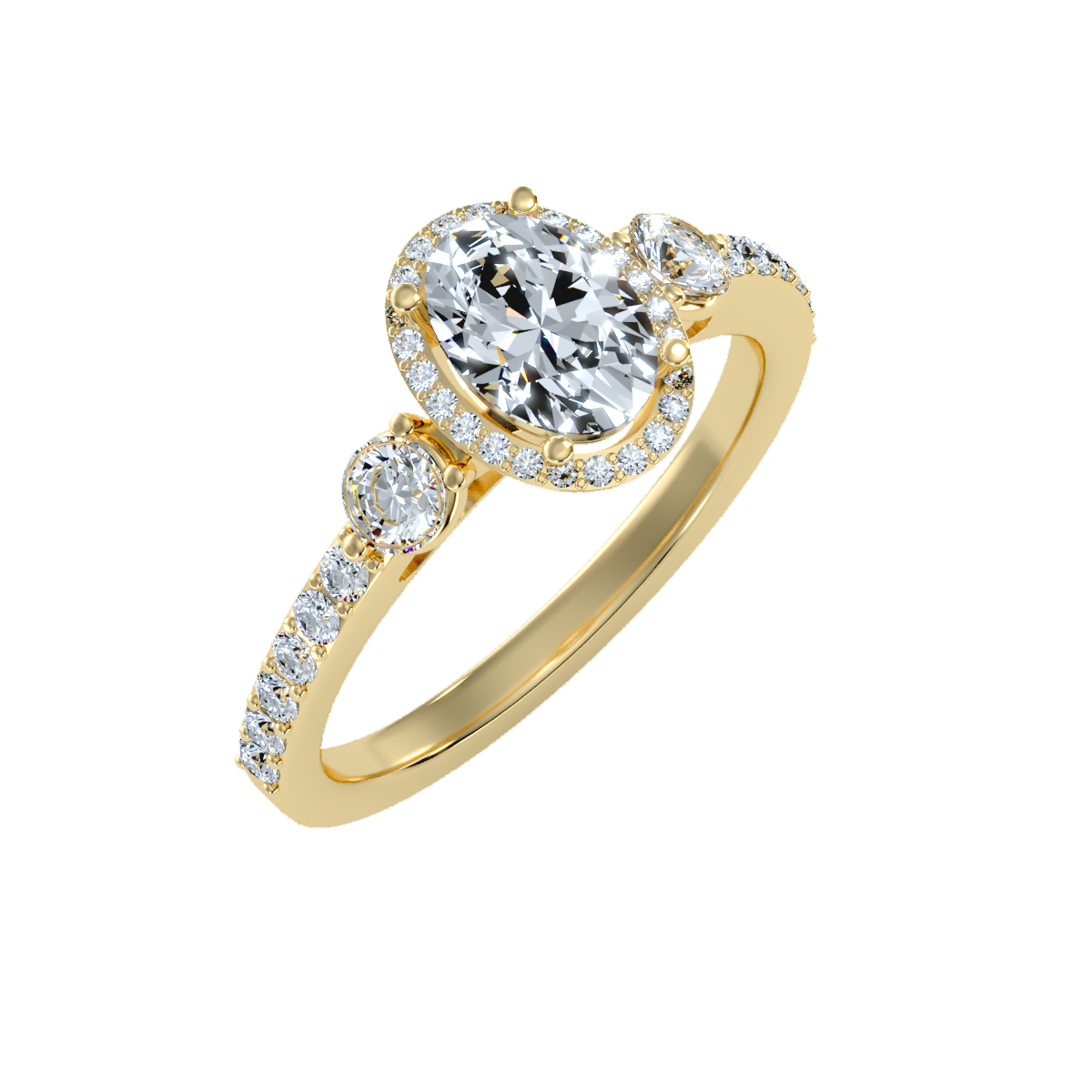 Solitaire ring with accent stones 1.95 ct