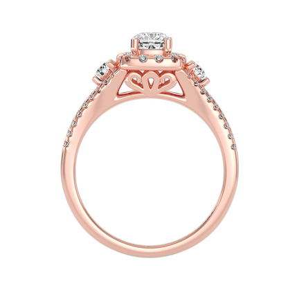 Solitaire ring with accent stones .87 ct