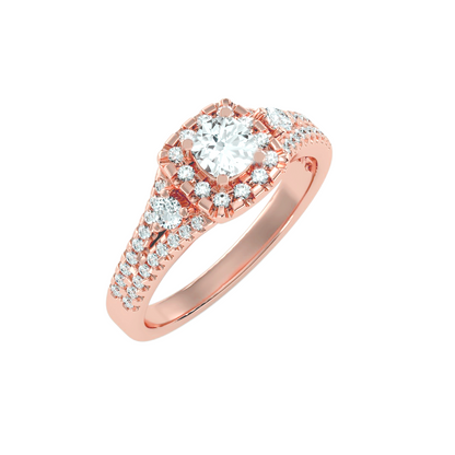 Solitaire ring with accent stones .87 ct