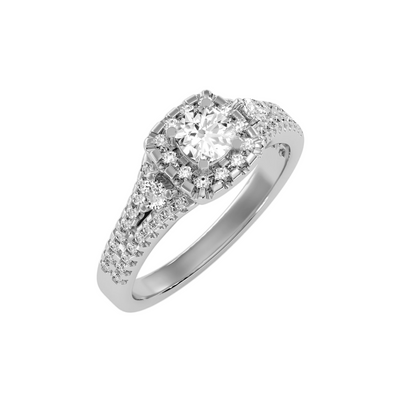 Solitaire ring with accent stones .87 ct