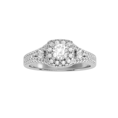 Solitaire ring with accent stones .87 ct