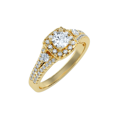 Solitaire ring with accent stones .87 ct