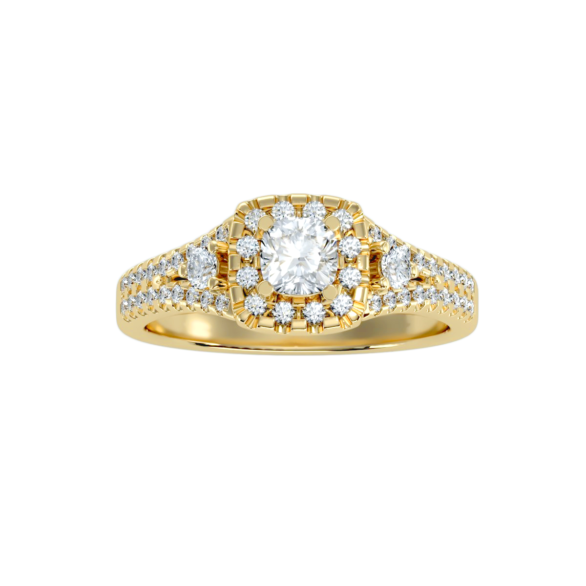Solitaire ring with accent stones .87 ct