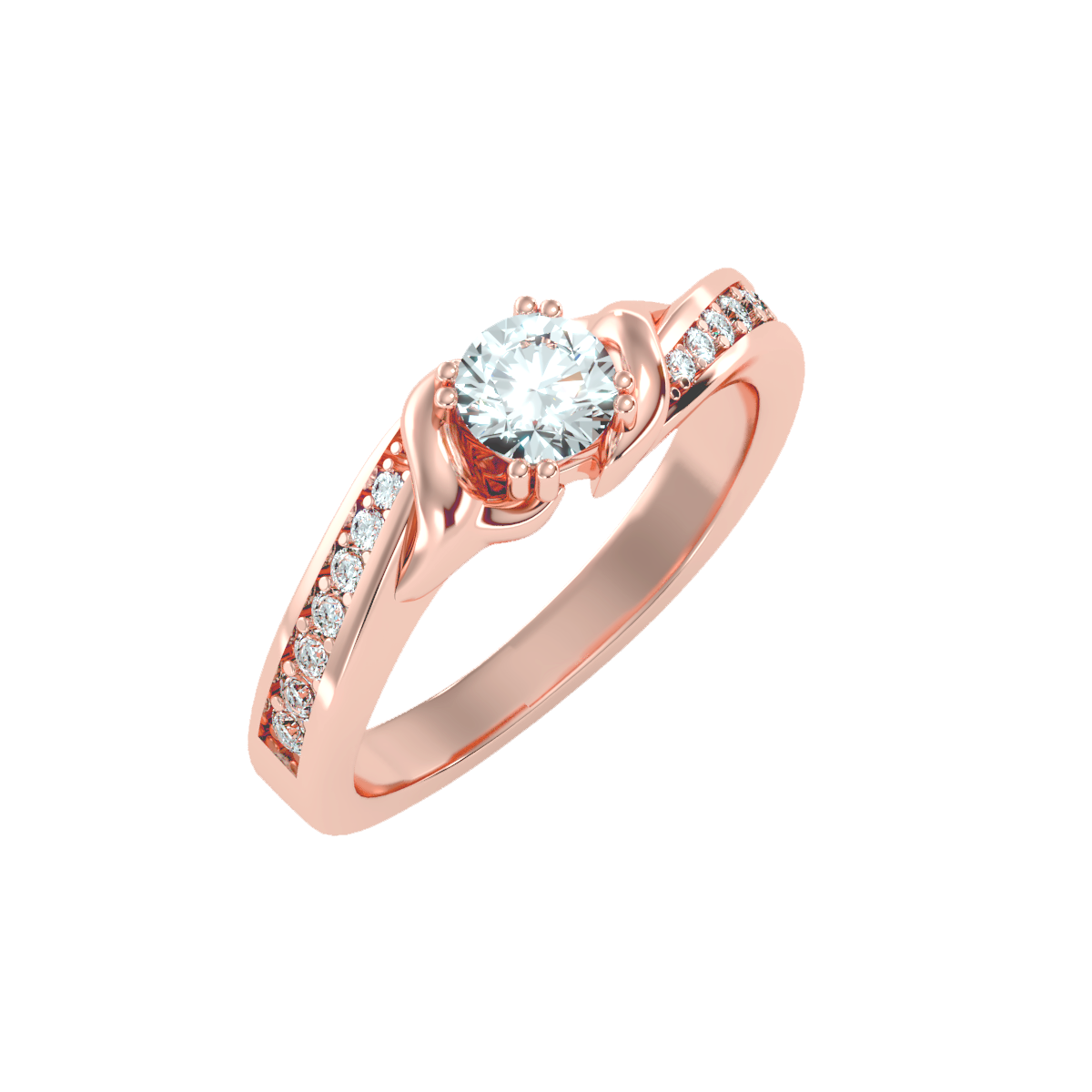 Solitaire ring with accent stones .65 ct