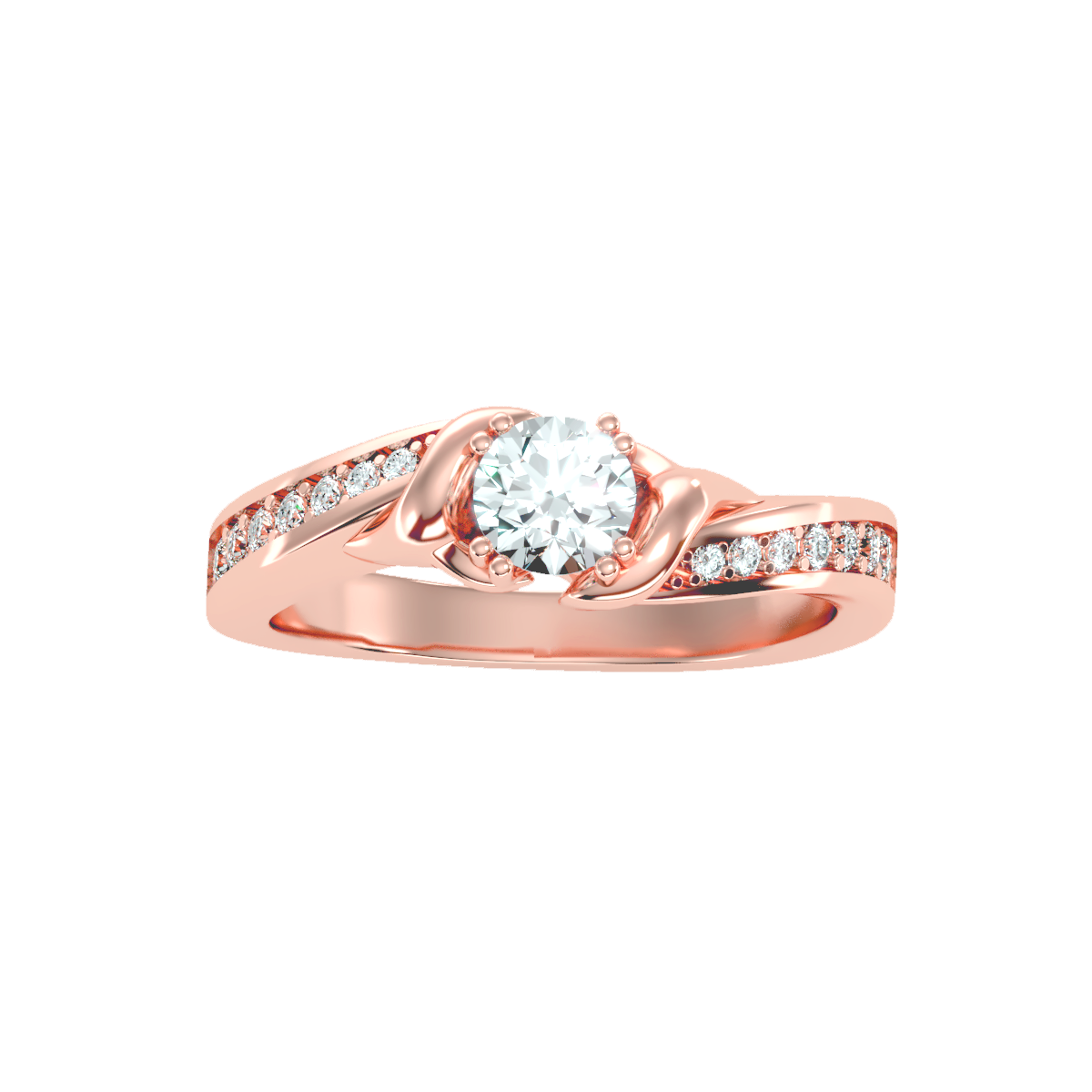 Solitaire ring with accent stones .65 ct