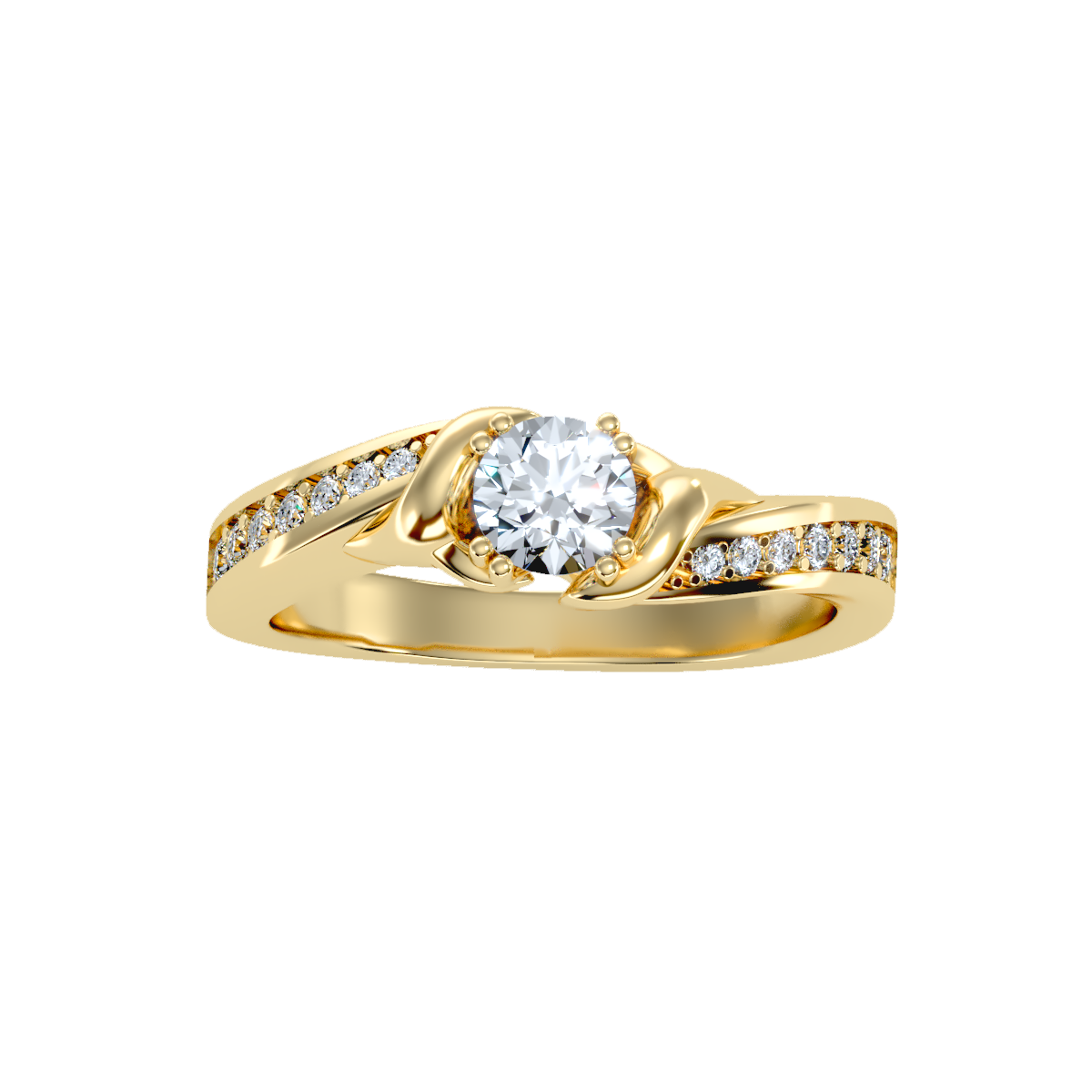 Solitaire ring with accent stones .65 ct