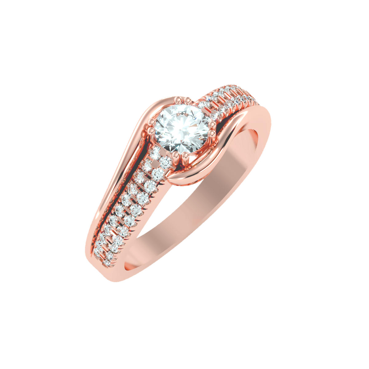 Solitaire ring with accent stones .74 ct