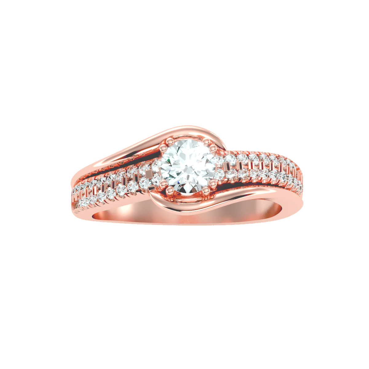 Solitaire ring with accent stones .74 ct