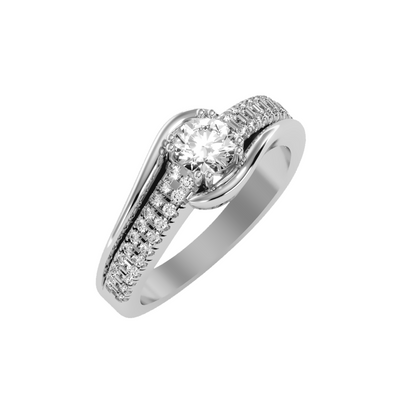 Solitaire ring with accent stones .74 ct