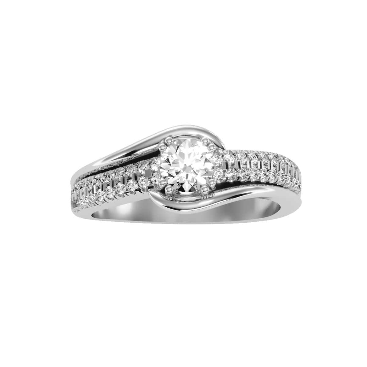 Solitaire ring with accent stones .74 ct